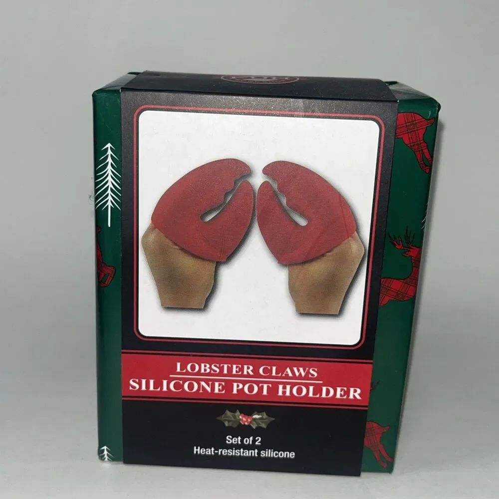 Lobster Claws Silicone Potholders Set of 2 Heat Resistant Red Novelty